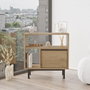 Hanah Home On6-S Mesa Auxiliar Madera Nogal Tablero Melamina 60x60x25.5cm Patas Metal Elegante Moderna